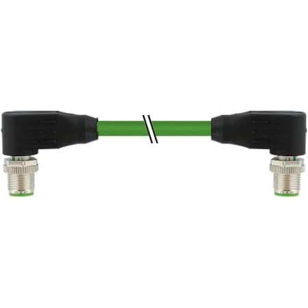 Murrelektronik M12 male 90 Degree / M12 male, 90 Degree, shielded, Ethernet, PUR 2x2xAWG22 shielded gn UL/CSA 3m 7000-44561-7940300